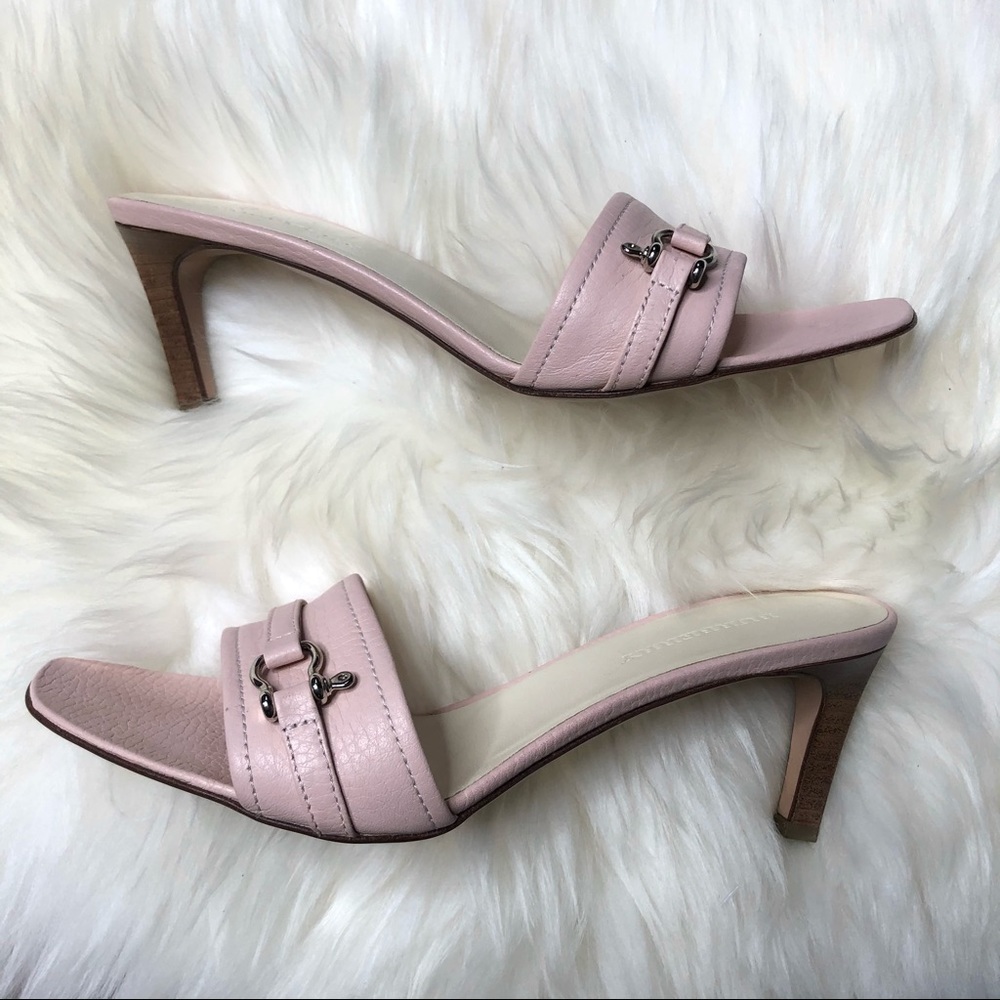 Burberry | Pebbled Leather Pink Mule Sandals 37 - Picture 1 of 9